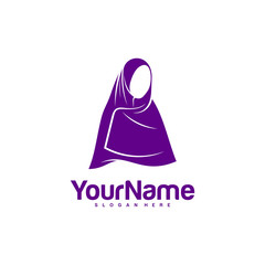 Muslimah Hijab Logo Design Vector. Hijab Logo Template. Icon Symbol. Illustration