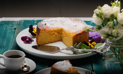 Delicious and Healthy Organic Homemade Baked Cake, Confectionery in a Breakfast