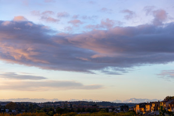 beautiful sky at sunrise in the south of France