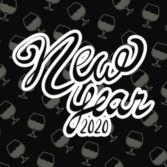 happy new year 2020 lettering celebration