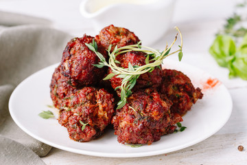 homemade meatballs in tomato sauce