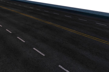 The empty asphalt road with white background, 3d rendering.