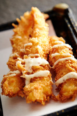 Mixed deep fried dishes in lunch box 