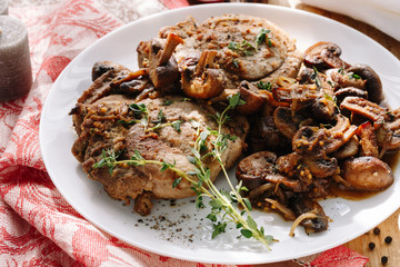 fried pork with mushrooms