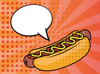 hot dog fast food pop art style