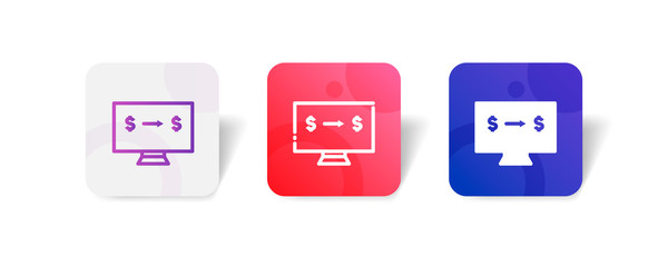 online money transfer round icon in smooth gradient background button