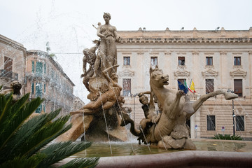 large fountain in the town square