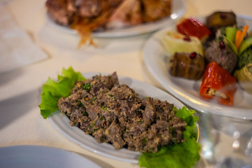 Traditional georgian kuchmachi dish