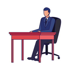Fototapeta premium avatar businessman at office chair and desk