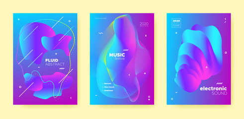 Blue House Music Poster. Abstract Gradient Blend. 