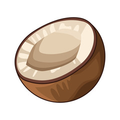 half coconut icon, flat design