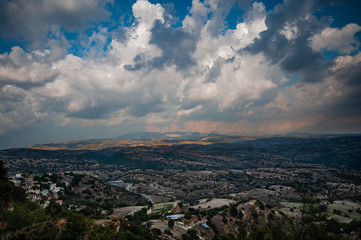  Twilight storm clouds, colored by the evening sun, give a special charm and expressiveness to mountain landscapes.    