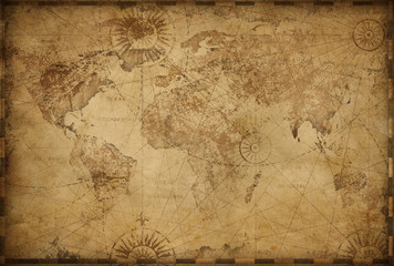 Fototapeta Vintage old world map illustration obraz