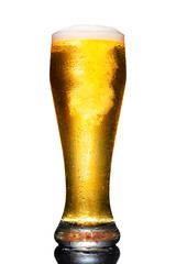 glass of beer isolated on white background.