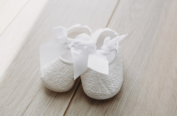 White baptism shoes for girl - a detail