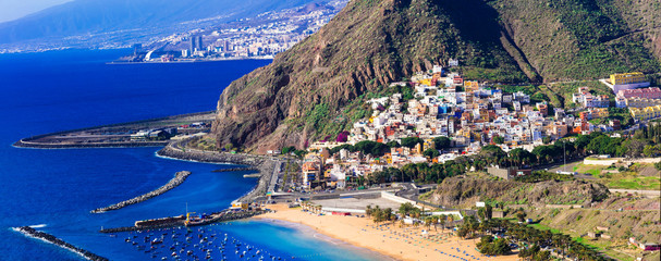 Tenerife - holidays in Canary islands. Beautiful view of las Teresitas beach