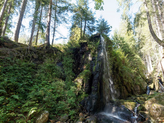 Landscape of Black Forest in Germany. Watterfalls in the gorge of the Menzenschwander Alb. Touristic site in the village of Menzenschwand