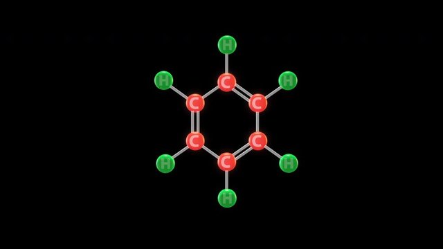 Amazing 3D animated Benzene Molecule Formation alpha channel transparent background UHD 4K Full HD video Clip 