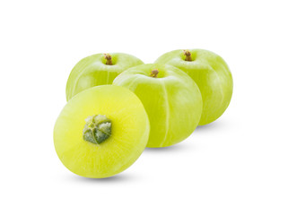  fresh Indian gooseberry on white background