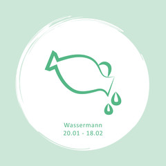 Fototapeta premium zodiac sign aquarius horoscope with description and date vector illustration EPS10