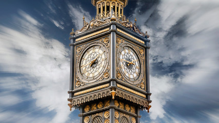 A small copy of the Big Ben tower in Irkutsk, Russia