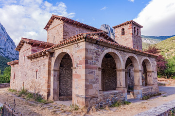 Fototapeta na wymiar Ancient church in the mountains of Cantabria, Spain