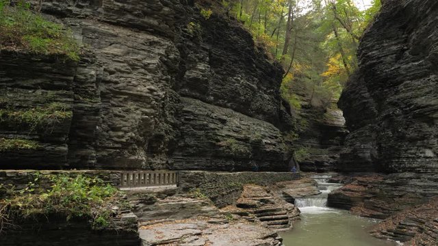 Watkins Glen State Park water flowing through beautiful deep natural gorge 05