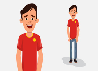 cartoon boy in standing pose vector illustration for your design, motion or animation.