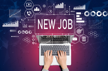 New job concept with person using a laptop computer