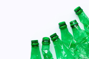 Plastic bottles on white background.