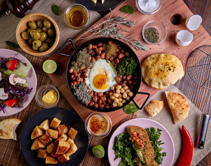 Arabic cuisine, Egyptian Breakfast - Beans; Middle Eastern traditional breakfast. It's also Ramadan 'Suhur' or 'Suhoor'. It's an Islamic term referring to the meal consumed early in the morning by Mus