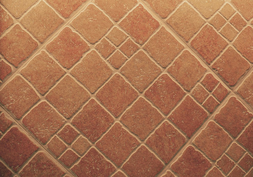 Diamond-shaped Terracotta Tile Floor