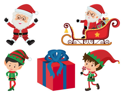 Christmas set with Santa and elf
