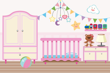 Baby room with crib and closet