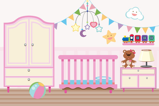 Baby room with crib and closet