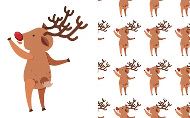 Fototapete Affe A seamless pattern on white of festive reindeers