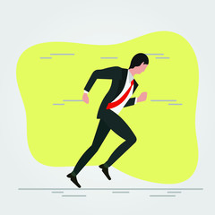 Fototapeta na wymiar Running businessman. Business development career growth success concept. Flat vector illustration character design.