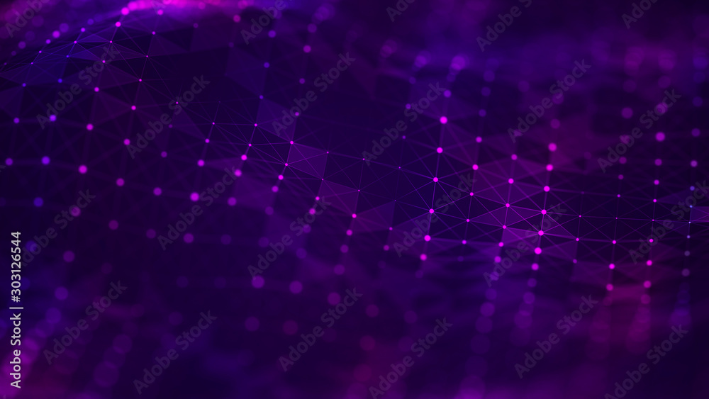 Aufkleber Visualization musical sounds. Abstract technology background. Artificial intelligence. Science background. Big data visualization. 3D rendering.