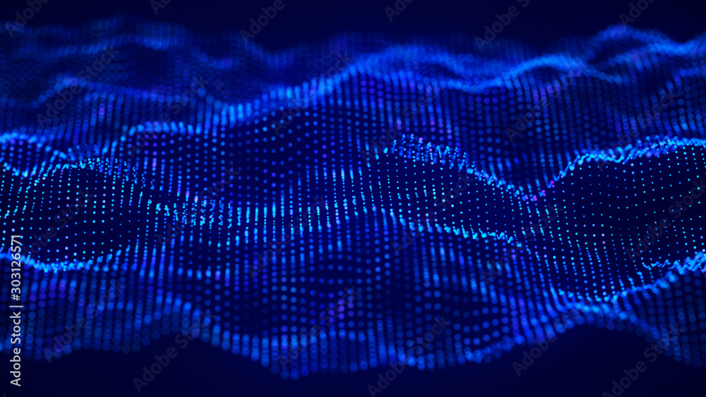 Poster Abstract technology background. Artificial intelligence. Science background. Big data visualization. 3D rendering.