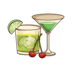 martini cocktail and lemon cocktail icon