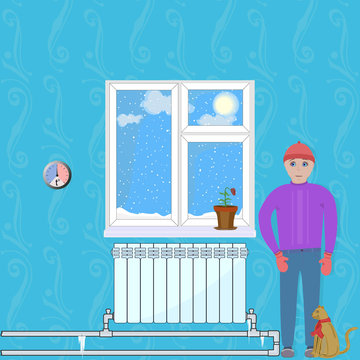 Illustration shows the discomfort in the home when heating system does not work. 