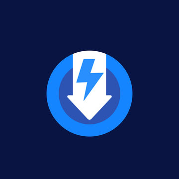 Power Consumption Reduction Icon, Vector