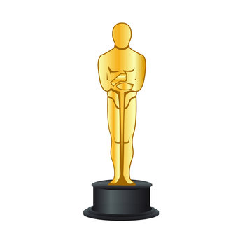 trophy isolated on white background, Oscar academy award, vector editorial