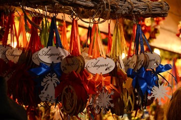 Christmas ornaments handmade in a Christmas market