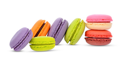 macaroons or macaron on white background, Dessert