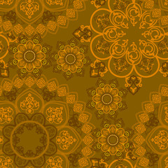  Round seamless pattern with mandala elements.