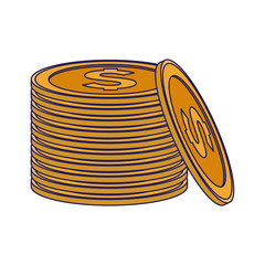 stack of coins icon, flat design