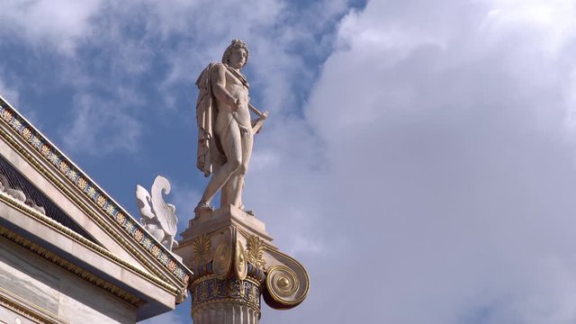 Statue of the Greek God Apollo in the Academy of Greece, famous landmark in Athens