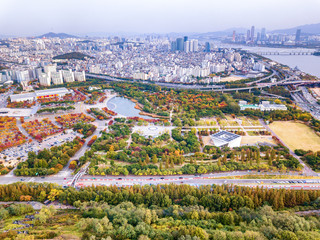 view of seoul city in autumn south korea
