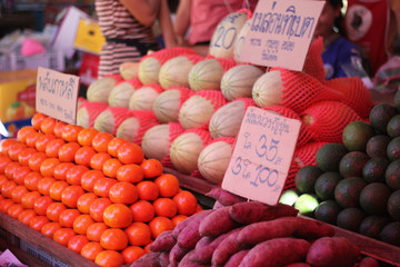 Chiangdao​, Chiangmai, Thailand. 15 November 2019 :Hill tribe​ people​ selling Fruit and vegetable at local market, Hill tribe market in Chiangdao, Chiangmai, Thailand. 